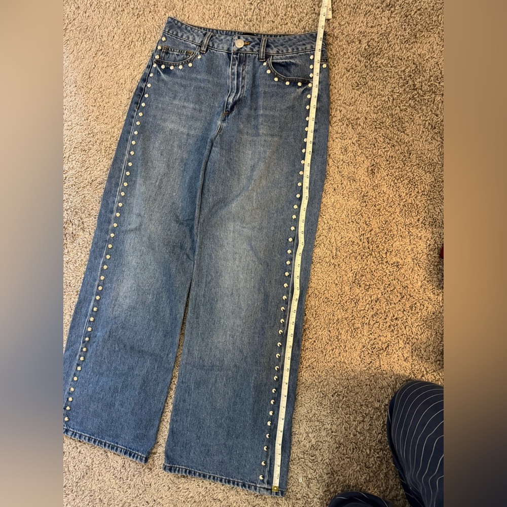 House of Harlow 1960 Blue Studded Flare Jeans - Picture 4 of 7